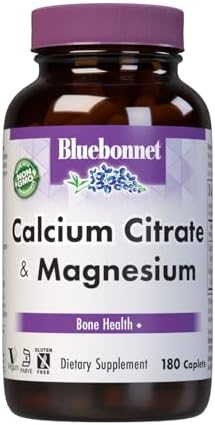 BlueBonnet Calcium Citrate Plus Magnesium Caplets, 90 Count | Bone Health; Non-GMO, Vegan, Kosher Certified, Gluten-Free, Soy-Free, Dairy-Free