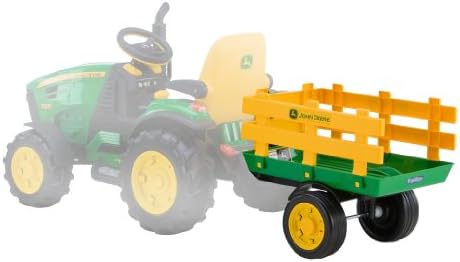 Peg Perego John Deere Stake-Side Trailer, Extra Large Accessory for 12 Volt Tractors, Green