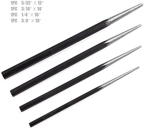 Stark USA 4-Pieces Long Taper Punch Set, Alignment Punch Set Tool Alignment Punch Kit Mechanics Steel 12" - 18" inch