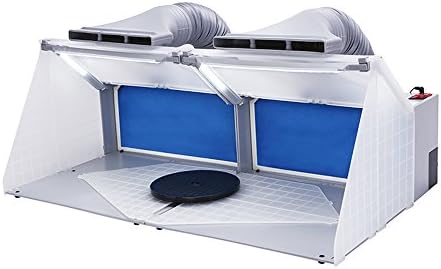 OPHIR 2 Sets of Portable Airbrush Spray Booth with Dual Fans, 6 LED Lights | Foldable Airbrush Paint Booth with 2x Exhaust Hoses, 2x 360° Turntables