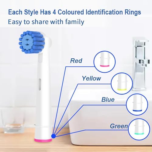 16pcs Replacement Brush Heads Compatible with Oral B Electric Toothbrushes. Pack of 4 Precision Clean, 4 Cross Clean