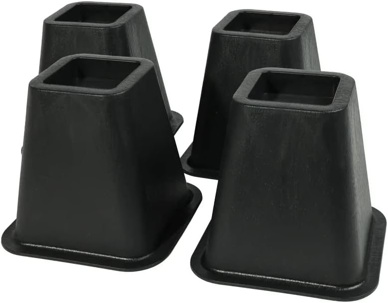 J&V TEXTILES Bed Furniture Risers - Elevation in 6 Inch Heavy Duty Risers for Sofa and Table - Supports up to 1,300 lbs - (Set of 4 Riser, Black)
