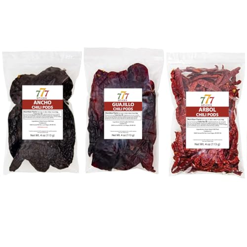 3 Pack Dried Chile Peppers Guajillo Ancho Arbol