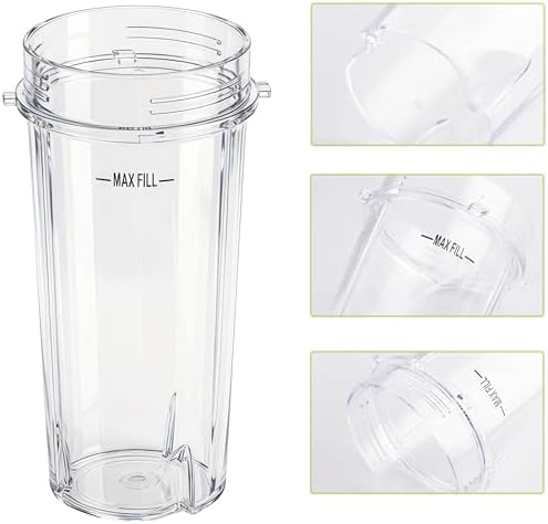 Replacement16oz Blender Cup for Ninja,Single Serve Blender Cup With Lids Set For BL770 BL780 BL660 BL740 BL810 Nutri Ninja Series Blenders (2-pack)