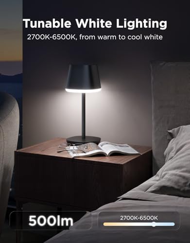 Govee Smart Cordless Table Lamp Classic (No Adapter), RGBIC Desk Lamp | Rechargeable Table Lamp for Bedroom, Living Room