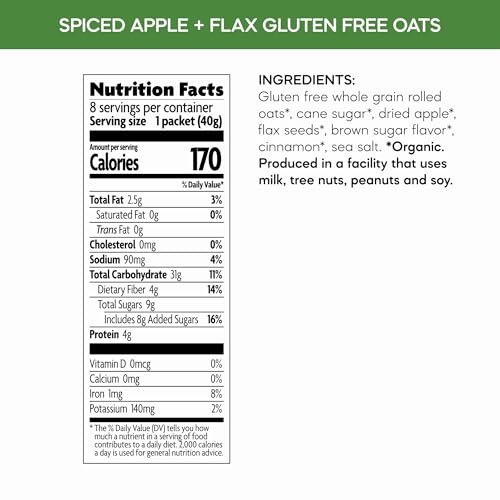 Natures Path, Oatmeal Brown Sugar Maple Gluten Free 8 Count Organic, 11.3 Ounce