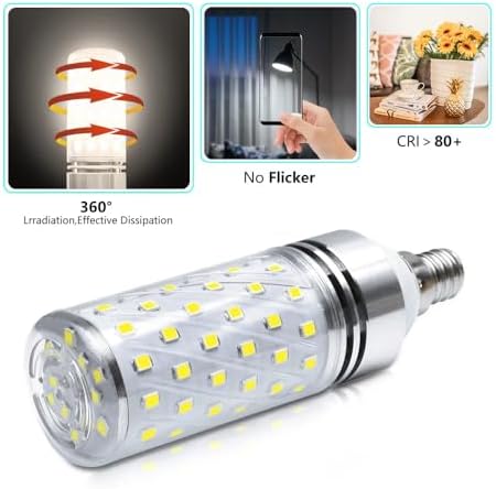 LEDLightsWorld Super Bright E12 LED Corn Bulbs, 16W 1500LM Bulbs, Daylight White 6000K Lights, CRI80+, 120W Incandescent Bulb Equivalent