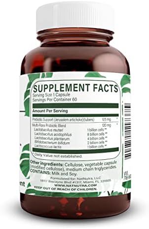Natural Nutra Probiotic Quattro, 50 Vegetarian Capsules | Advanced Probiotic Supplement, 4 Powerful Strains Including Lactobacillus Acidophilus, Bifidus, Supports Digestive