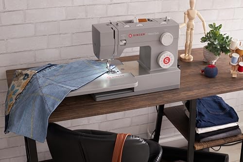 SINGER® Heavy Duty 4452 (Grey) High Speed Sewing Machine + Accessories | 32 Built-In Stitches Deliver 110 Stitch Applications | 50% More Power for Thick Fabrics, 1100 Stitches/Min, 1-Step Buttonhole | Accessories, 32 Built-In Stitches Deliver 110 Stitch…