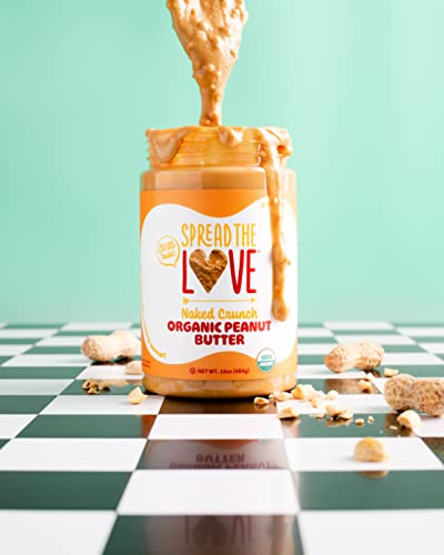 Spread The Love NAKED CRUNCH Organic Peanut Butter, 16 oz Jar, 1 Pack | USDA Organic, All Natural, Vegan, Gluten Free, Dry Roasted