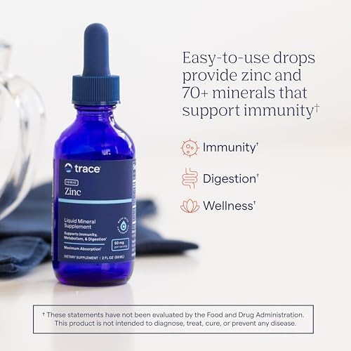 Trace Minerals Ionic Zinc Liquid Drops Supplement 2 fl oz 45 Servings | Highly bioavailable ionic form, 70+ trace minerals per serving