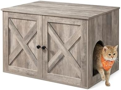Feandrea Cat Litter Box Enclosure, End Table, 31.5 x 20.9 x 19.7 Inches