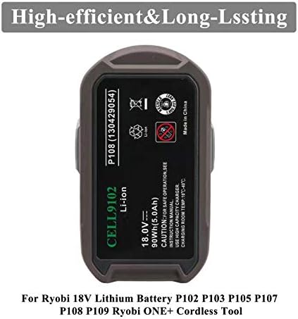 18V Battery and Charger Combo for Ryobi 18 Volt Cordless Tools Battery and P118B Charger, 18V Battery Capacity Output 5.0Ah