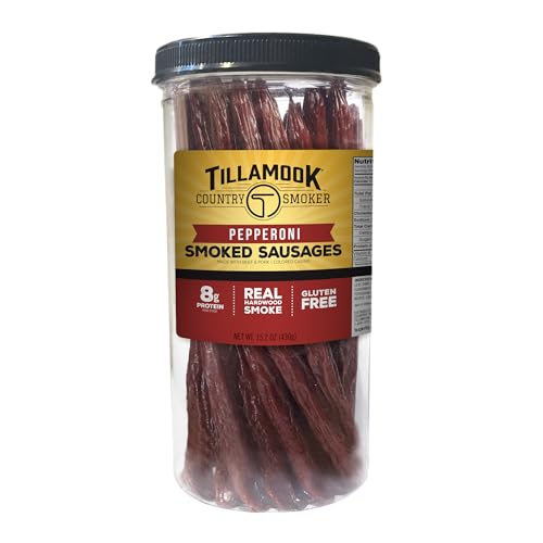 Tillamook Country Smoker Zero Sugar Spicy Jalapeno Smoked Sausages, 10 Oz, 9g Protein, Real Hardwood Slow Smoked High Protein, Low Carb Meat Sticks