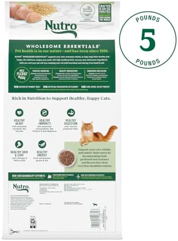 Nutro Wholesome Essentials Senior Dry Cat Food, Chicken & Rice, 14 lb | Real chicken #1 ingredient, essential antioxidants (Vitamin E & Selenium), Omega-6 for skin & coat, hairball control