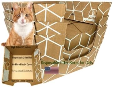 Cats Desire 3 - Pack Tallest Disposable Litter Boxes 8.5" Tall Tray - 17" Tall Enclosed High Sided Extra Large Cat Litter Tray Patented Made in USA