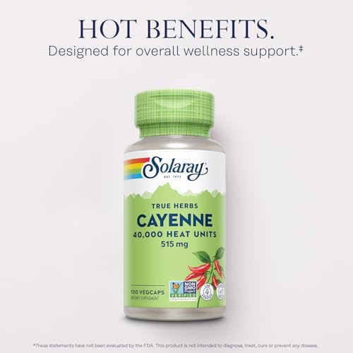 Solaray Cayenne 40,000 Heat Units, 100 Ct Veg Caps
