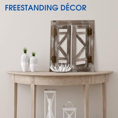 J JACKCUBE DEISGN Rustic Wood Window Frame with Opening-doors, Wall Art Decor Hanging Window Panes, Farmhouse Wall Décor for Living Room, Bathroom