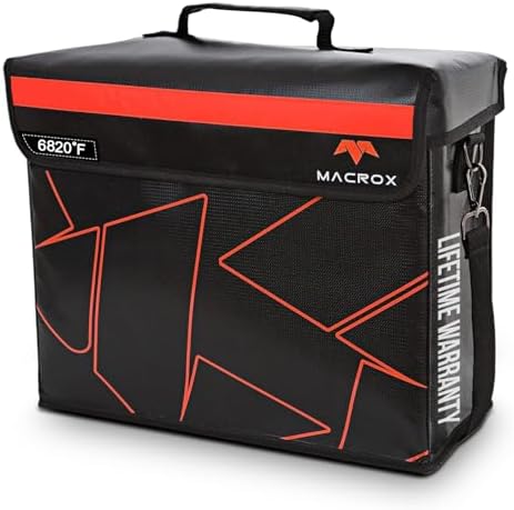 Fireproof Document Bag with lock, Patented Enclosed Flap, X Large