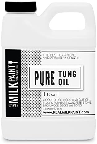 Real Milk Paint, Pure Tung Oil for Wood Finishing, Cutting Boards, Outdoor Furniture, Butcher Blocks, Wood Flooring, Food Grade, Waterproof, 16 oz