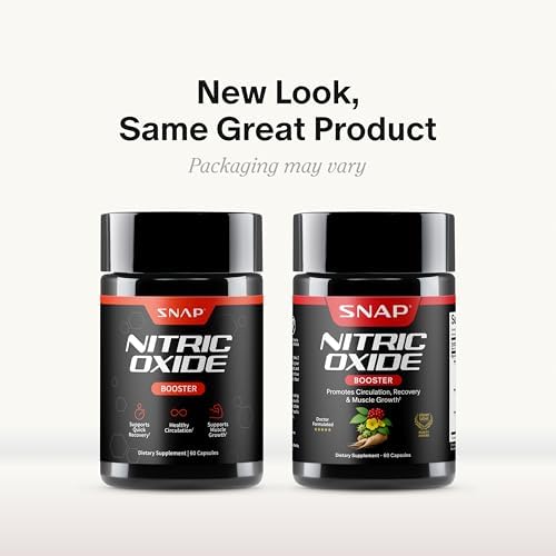 Snap Supplements Nitric Oxide Booster for Men & Women, 60 Vegan Capsules