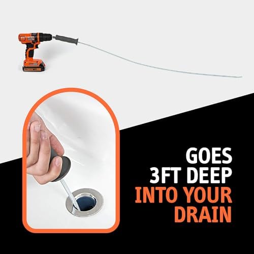 DrainShroom DSSNK070 Revolutionary Tub and Sink Snake Auger Clog Remover for Bathroom Drains, 42 Inch, Stainless