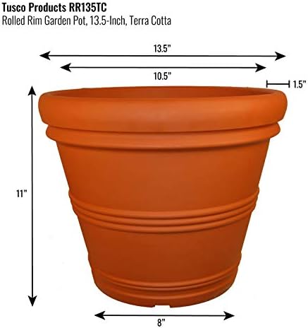 Tusco Products T30 Rolled Rim Pot, Round, Terra Cotta, 30-Inch