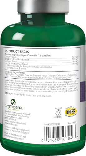 Vet's Best Gas Busters Digestive Support Tablets for Dogs, 90 Count | Helps Relieve Gas, Bloating & Constipation, Supports Healthy Digestion, Chewable Daily Digestive Aid for Dogs