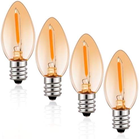 Emotionlite C7 LED Candelabra Bulbs, E12 Base, Warm White 2700K, 4 Pack | lear LED chandelier bulbs, 4W/5W/6W/7W incandescent equivalent with E12 candelabra base