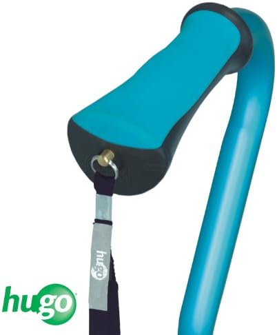 Hugo Mobility Adjustable Offset Quadpod Cane with Stable Tip, Smoke | Offset Quadpod Cane Features an Ultra Stable Tip for Confident, Everyday Walking Support and Balance
