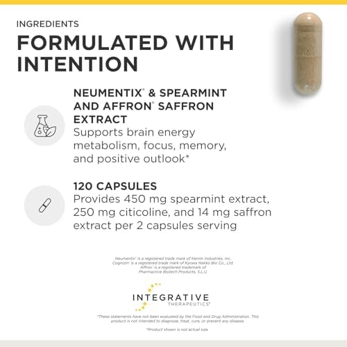 Integrative Therapeutics Neurologix - with Saffron and CDP-Choline - Nootropic Supplement for Brain Health*- Focus* - Memory Support* - Vegan