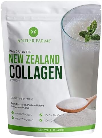 Antler Farms New Zealand Collagen Powder - Grass Fed, Unflavored, 1 lb | 100% Pure Hydrolyzed Collagen Peptides Powder, Cold Water Soluble Peptide