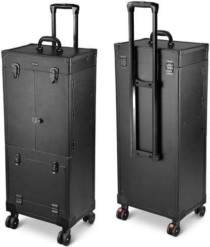 BYOOTIQUE Rolling Makeup Case with Lighted Mirror Hairstylist Station Salon