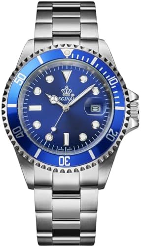 FANMIS Mens Luxury Watches Rotatable Bezel Sapphire Glass Luminous Hand Quartz Silver Tone Stainless Steel Watch