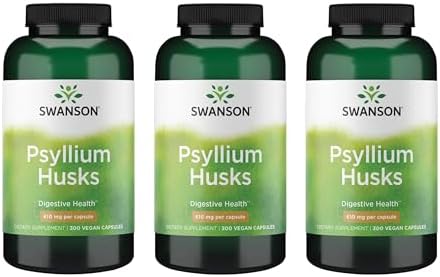 Swanson Psyllium Husk Dietary Fiber Supplement, 610 mg, 300 Capsules | Promotes Overall Health and Easier Elimination, Supports a Feeling of Fullness and Satiation, Plant-Based Dietary Fiber