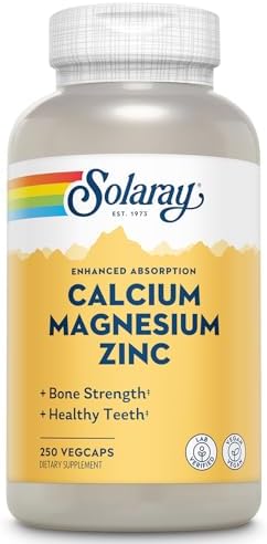 SOLARAY Calcium Magnesium Zinc, 275 VegCaps | Bone, Muscle, Heart & Immune Support, Calcium, Magnesium & Zinc Complex, 68 Servings, Vegan, Lab Verified
