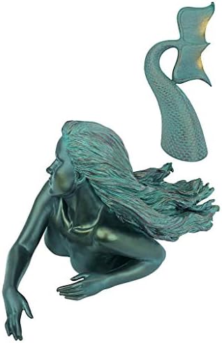 Design Toscano Meara the Mermaid Swimmer Indoor/Outdoor Garden Statue for Patio, Pool or Lawn, 16 Inches Wide, 7 Inches Deep, 7 Inches High