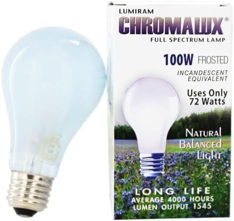 H&PC-67531 Light Bulb Frosted Full Spectrum (100 Watt) 1 Count