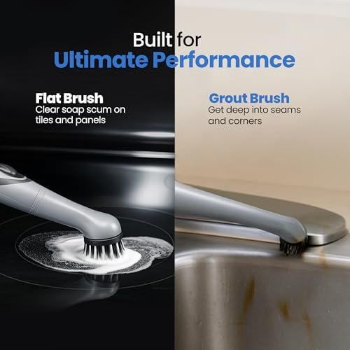 BEEST GroutCare 10000 Electric Spin Scrubber - Bathroom Cleaning Brush w/ 2 Replaceable Heads