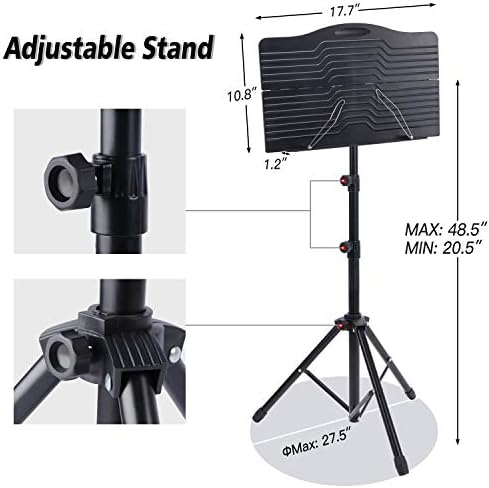 Klvied Portable Folding Sheet Music Stand with Violin Hanger