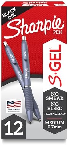 Sharpie S-Gel Gel Pens, Pearl White Body, Black Ink, Medium Point (0.7mm), 12 Count - For Journaling, Writing, Note-Taking, School, Office Supplies