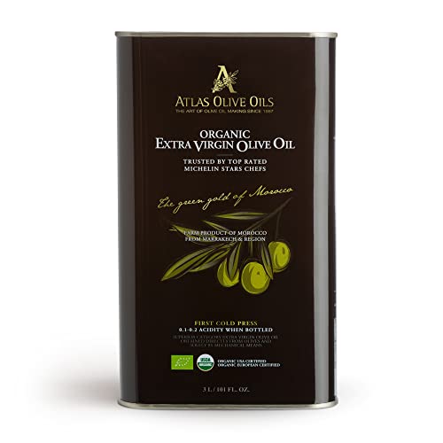Atlas Organic Extra Virgin Olive Oil, Moroccan, High Polyphenol, 170 fl oz | Cold Pressed EVOO With High Smoke Point, Trusted By Award-Winning Chefs, One Family Farm, Polyphenol-Rich & Smooth Finish