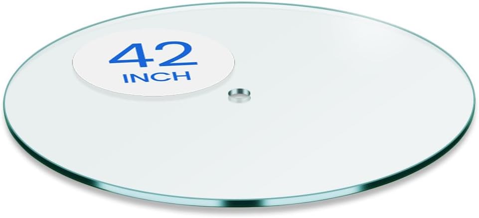 24 inch Round Glass Table Top - Tempered - 3/8" Thick Glass Surface, Safe Pencil Edge, Multipurpose for Dining Table, Patio, Coffee and End Table