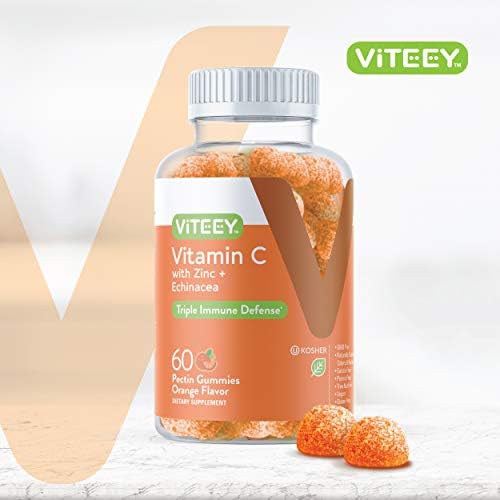 Viteey Vitamin C Gummies for Adults & Teens with Zinc & Echinacea-120 Count