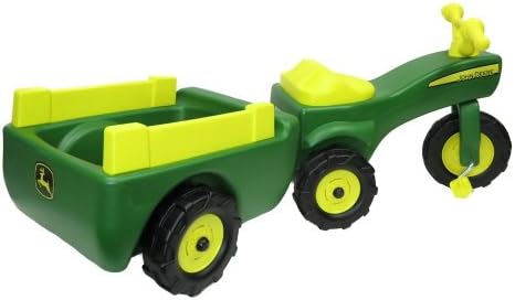 John Deere Ride On Toys Pedal Tractor with Wagon for Kids Aged 18 Months to 3 Years, Green/Yellow