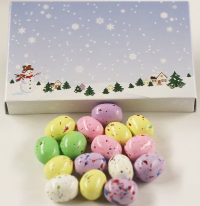 Scott's Cakes Speckled Chocolate Malted Eggs in a 1 Pound White Gourmet Box