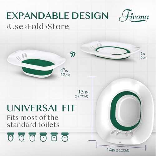 Fivona Sitz Bath for Toilet Seat Postpartum and Hemorrhoids Care - Yoni Steam Seat - Foldable Basin for Epsom Salt Soak - Portable Bidet BPA Free