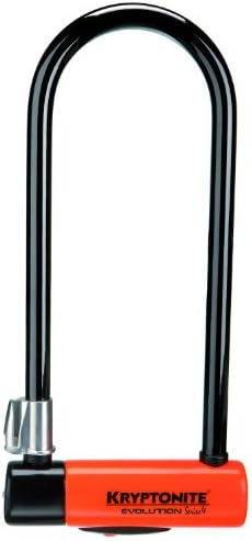 Kryptonite Evolution Long Shackle Bike U-Lock, 14mm Steel Bicycle Lock | Heavy duty anti-theft security for bikes and scooters. 4in x 11.5in interior. Includes FlexFrame-U mounting bracket and keys.