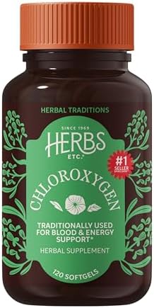 Herbs Etc. ChlorOxygen Chlorophyll Concentrate Softgels - High-Potency Chlorophyll for Detoxification Support - Deodorizing - Skin, Gut & Energy Support - 60 Count (60 Servings)