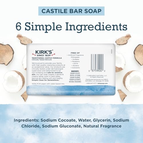 Kirk's Original Coco Castile Bar Soap Original Fresh Scent 4 Ounces (Pack of 24)